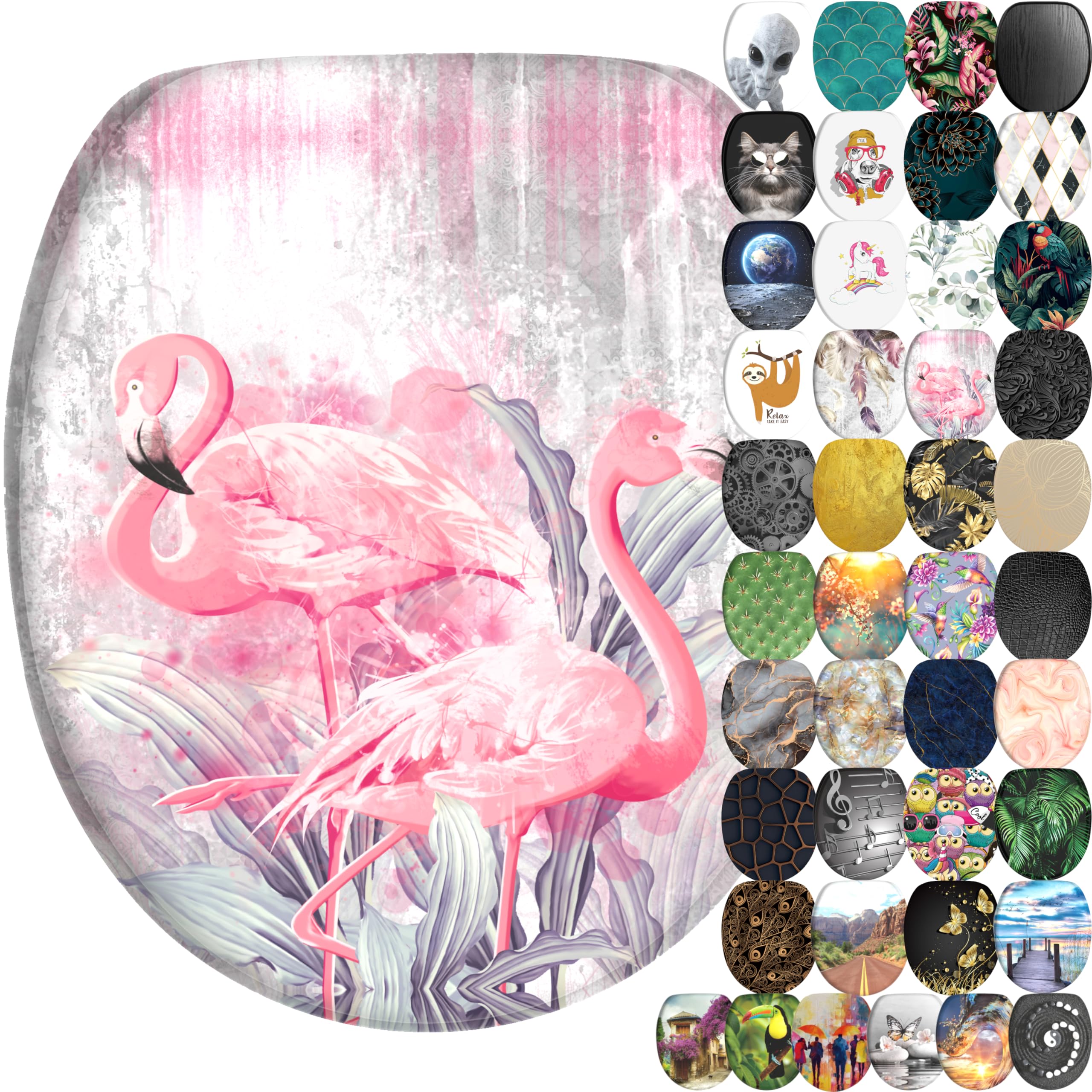 Sanilo Soft Close Toilet Seat, Wide Choice of New Toilet Seats, Stable Hinges, Easy to Mount (Flamingo 2)