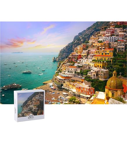 Shadzi Puzzle da 1000 pezzi per adulti e bambini, Cinque Terre Cool Sunset e Beach Scene Creative Round Jigsaw Puzzles (67,5 cm