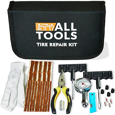 Complete Tire Repair Kit with Gauge and Gloves Kuwait Ubuy