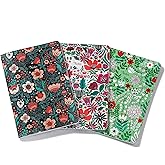 High Note Textured Floral Composition Notebook Journal, 3 Pack, 5.75" x 8.25", 64 Wide Ruled Pages, Small Notebooks for School, Journaling, Writing, Planner, by Dinara Mirtalipova