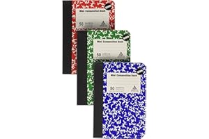Mini Composition Book, Note Pad, 3 Pack in 3 different color Red, Green & Blue