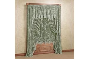 TOUCH OF CLASS Luxury Sheer Polyester Wisteria Arbor Lace Window Treatment | 6 Piece Set: Two Insert Valances, 63L Swag Pair, 63L and 84L Panels | Classic Flower | Sage | Rod Pocket | Machine wash | Light Filtering