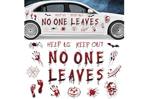 WHYMEO Halloween Car Magnet Decoration 27Pcs, Magnetic Bloody No One Leaves Refrigerator Garage Door Stickers, Holiday Help Us Keep Out Bat Spider Car Magnet Decal for Halloween Decoration Party Supplies