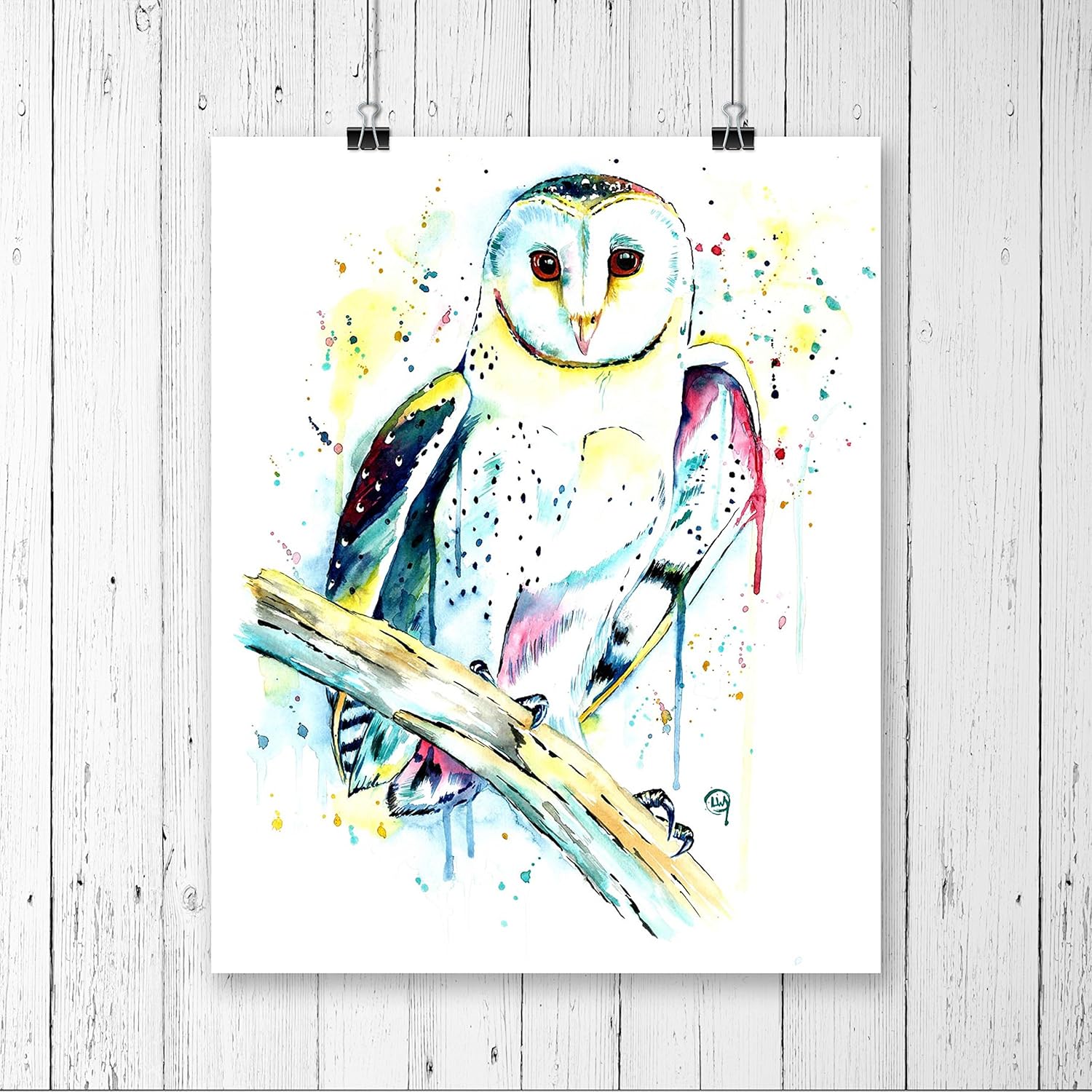 Amazon Com Barn Owl Watercolor Painting Art Print Handmade