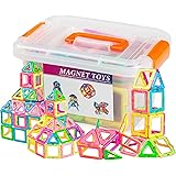 Wokashaka Magnetic building Blocks-64 PCS-Kids Magnetic Toys Construction Building Tiles for Creativity Educational-Come with a Container box