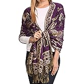 Sakkas Liua Long Wide Woven Patterned Design Multi Colored Pashmina Shawl/Scarf