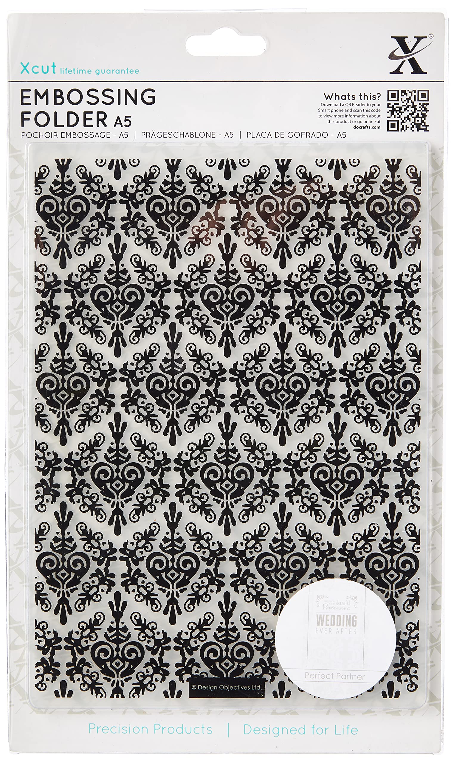 Xcut A5 Embossing Folder Damask Background, DIY Arts & Craft Accessories, Card Making Supplies Embossing Decoration, Scoring Supplies & Crafting Tool Accessories, Scrapbooking, Embossing Ink Pads