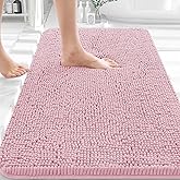 OLANLY Bathroom Rugs 30x20, Extra Soft Absorbent Chenille Bath Rugs, Rubber Backing Quick Dry, Machine Washable Bath Mats for Bathroom Floor, Tub and Shower, Home Decor Accessories, Dusty Rose