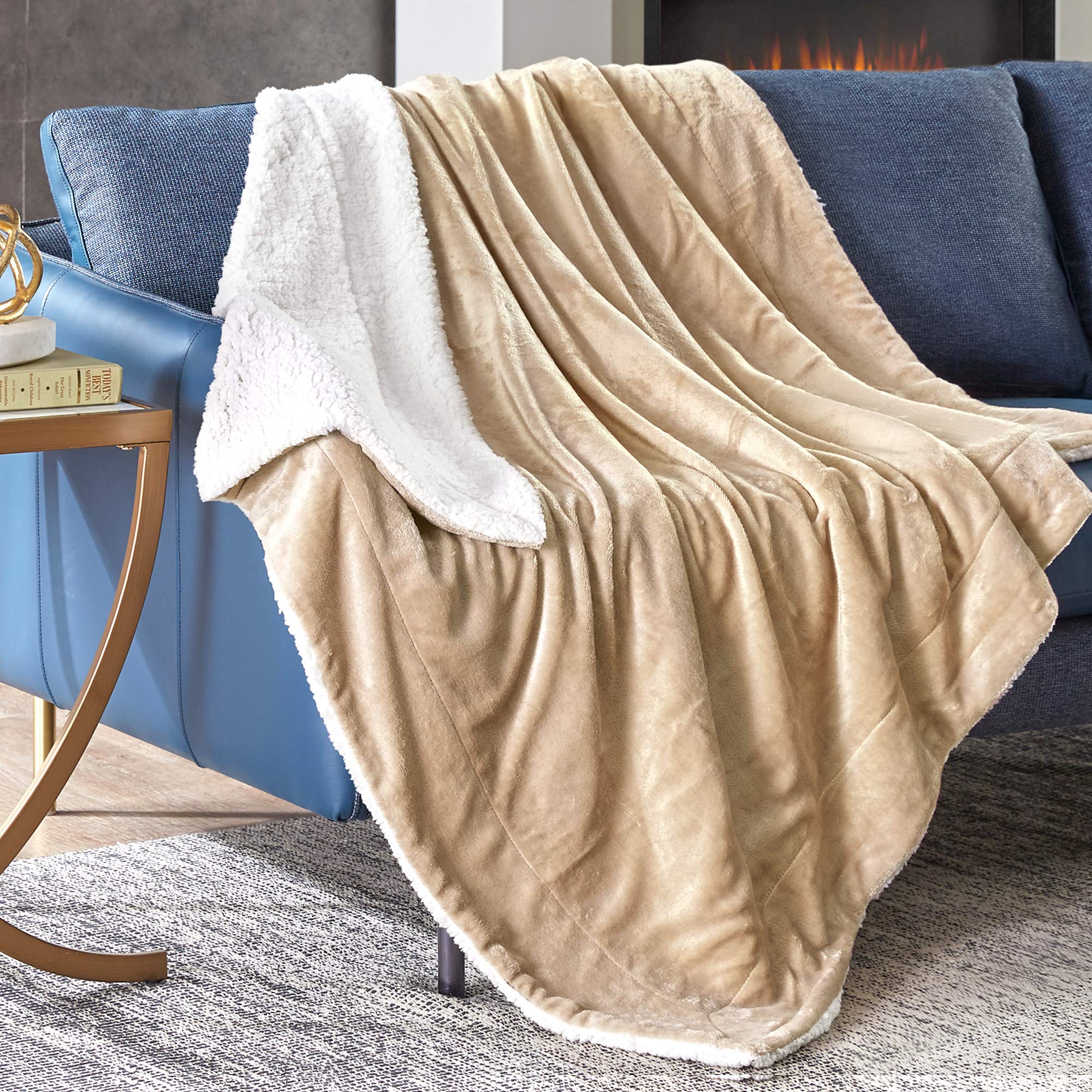 Reversible Comfy Blanket Throws Couch Bed Fluffy Warm Sherpa Polar