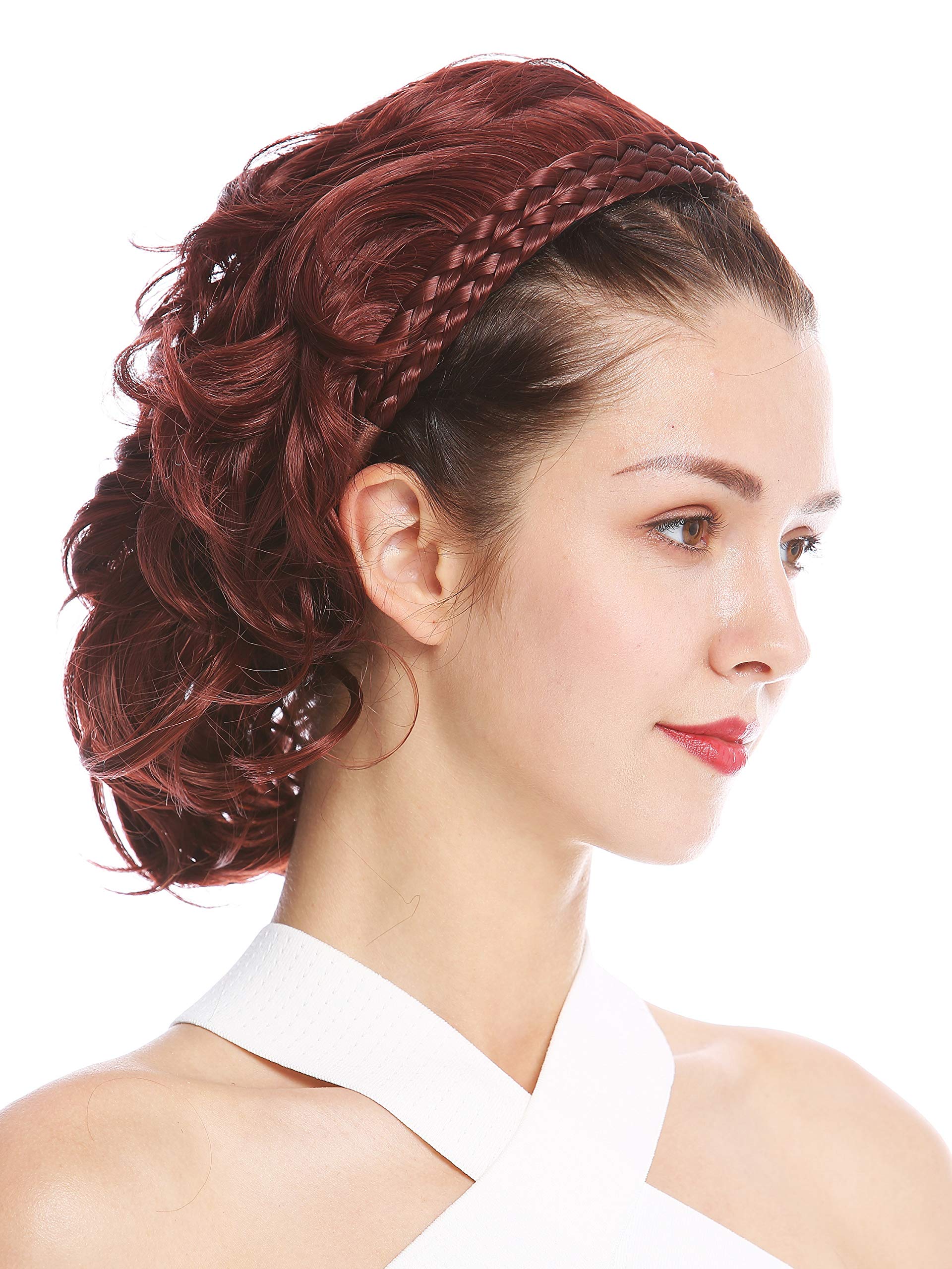 WIG ME UP - 90605-131 Halfwig Hairpiece Extension with braided hair circlet shoulder length wavy to curled light auburn copper brown โ image 1