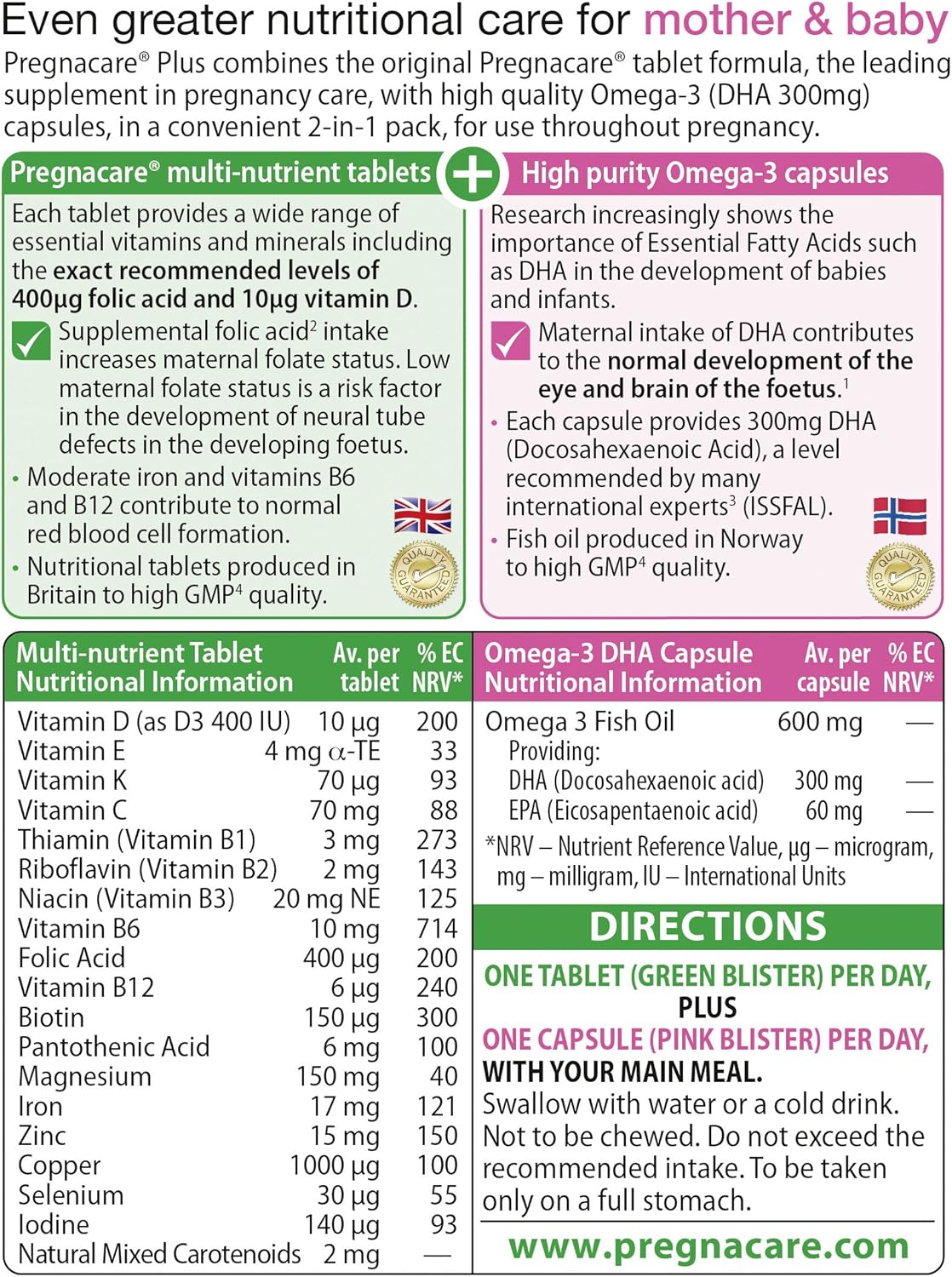 Amazon Com Vitabiotics Pregnacare Plus Omega 3 56 Tablets Health Personal Care