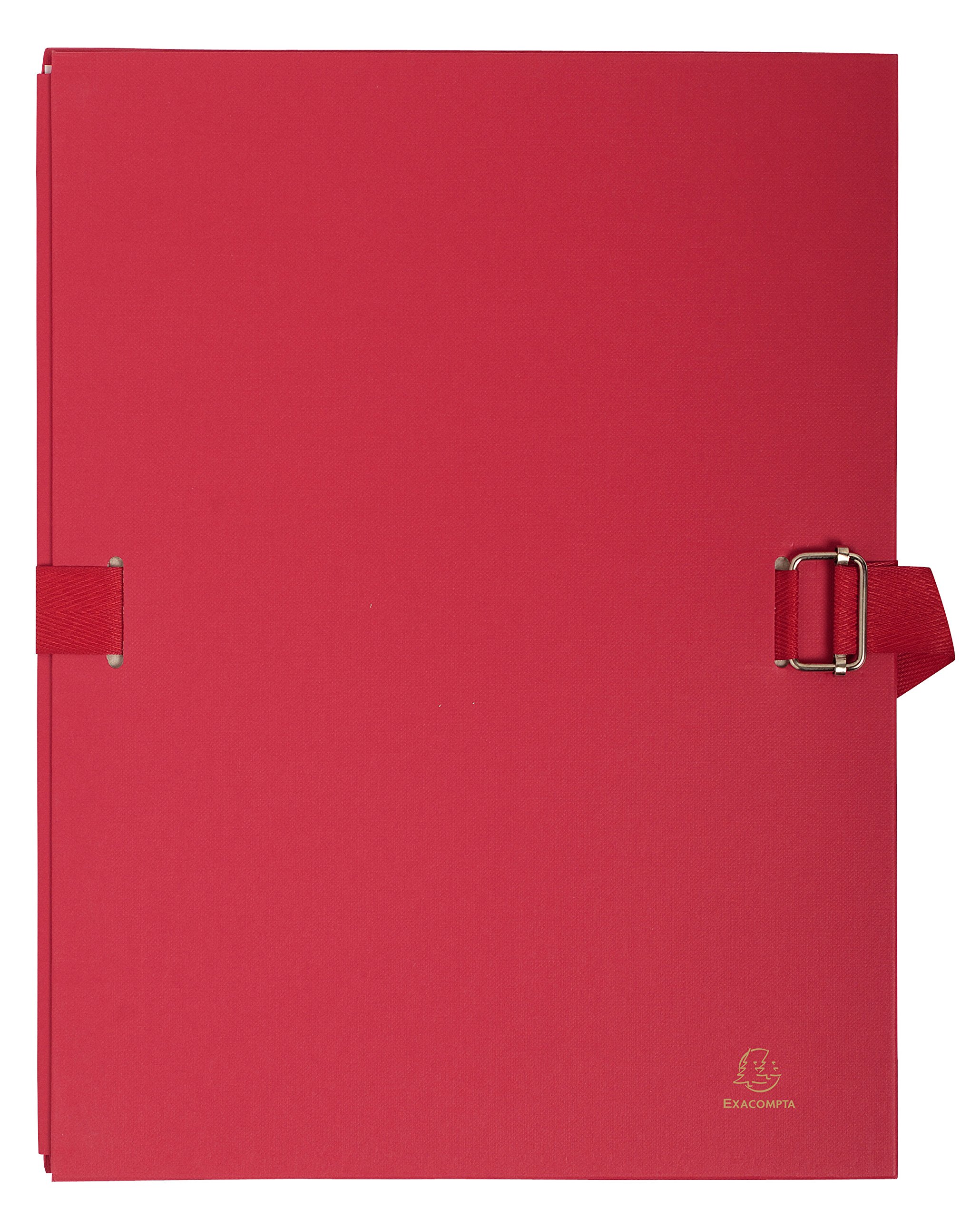 Exacompta - Ref 725E - Expanding Folder - 240 x 320mm in Size, Suitable for Storing A4 Documents, Expands Up To 13cm , Coloured Canvas with Matching Strap - Red (Pack of 10)