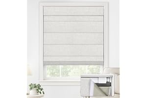LazBlinds No Drill Roman Shades for Windows, Cordless Blackout Window Shades with UV Protection, Polyester Fabric for Bedroom & Living Room, 29" W x 64" H, Natural
