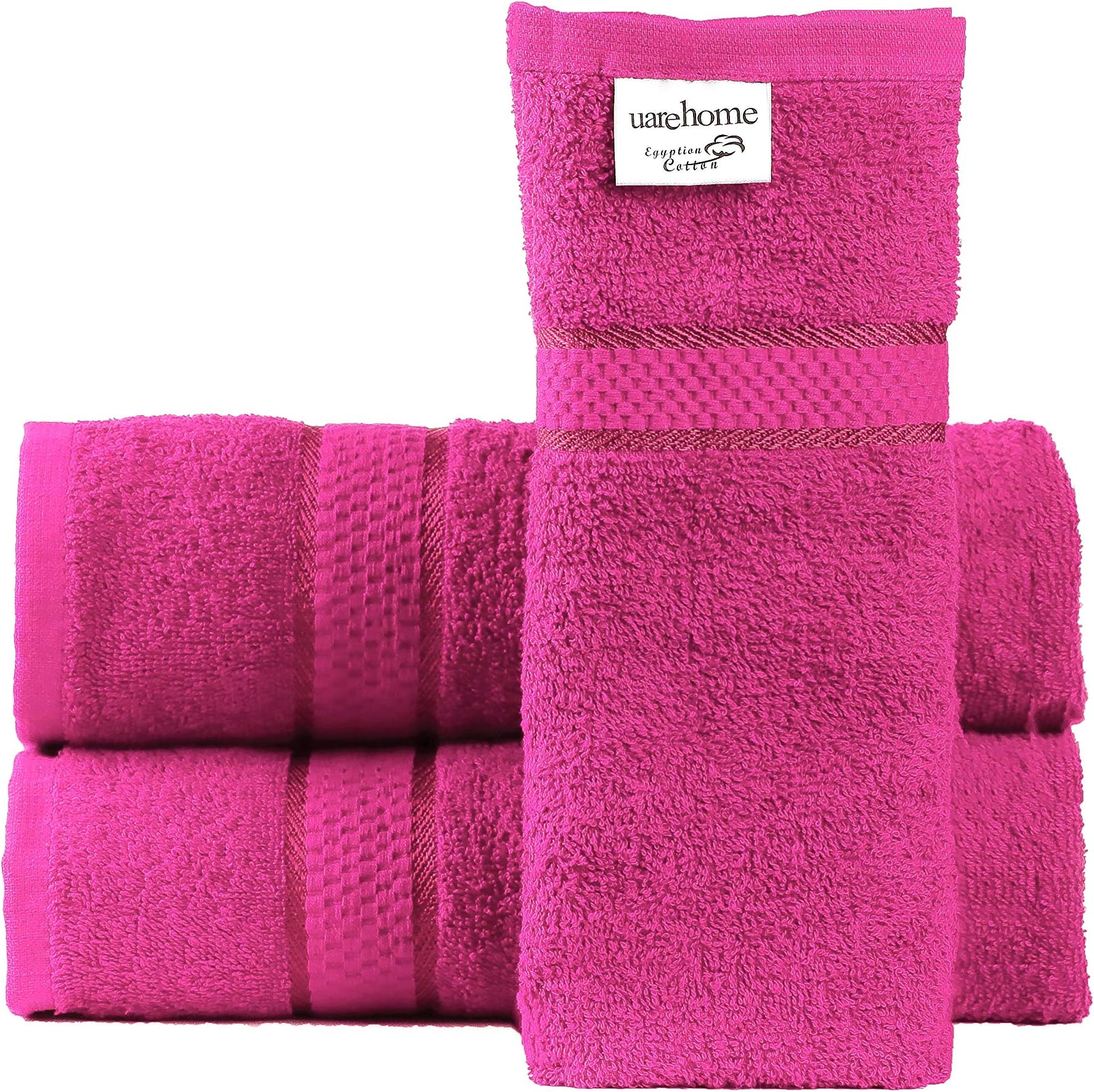 UAREHOME Set of 3 Pure Cotton Towels Hand Bath Bath Sheet 11 Colours Hotel Quality (Set of 3 Bath Sheets, Fuschia)