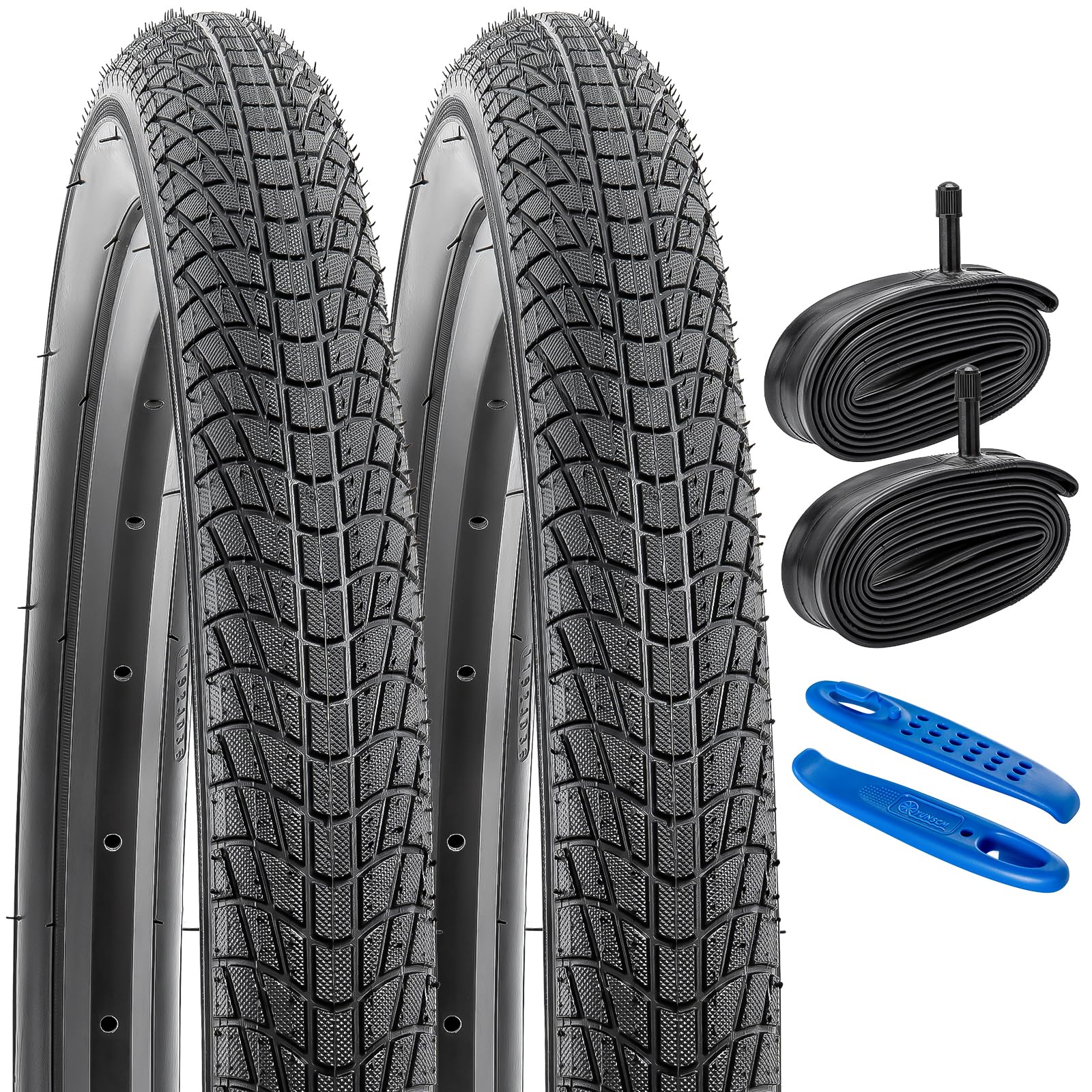 YunSCM 2Pcs 20 inch Bike Tyres 20x1.75 Tires 47-406 and 20 inch Inner Tubes AV32mm Valve Compatible with 20 x 1.75 Road bikes, city bikes Bicycle Bike Tyre