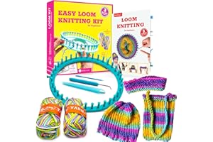 BeKnitting Learn to Knit Loom Kit - DIY Arts & Crafts w/Round Loom, Yarn, Crochet Hook, & Pen | for Kids & Adults | Weaving