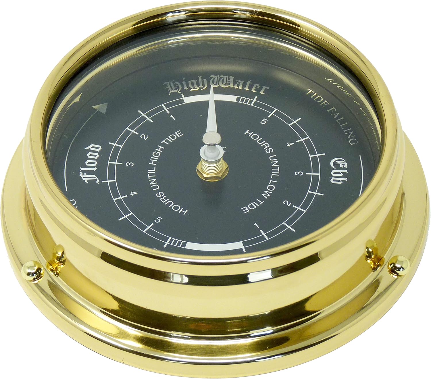 Tabic Prestige Tide Clock in Brass With a Jet Black Dial, Heavy Brass