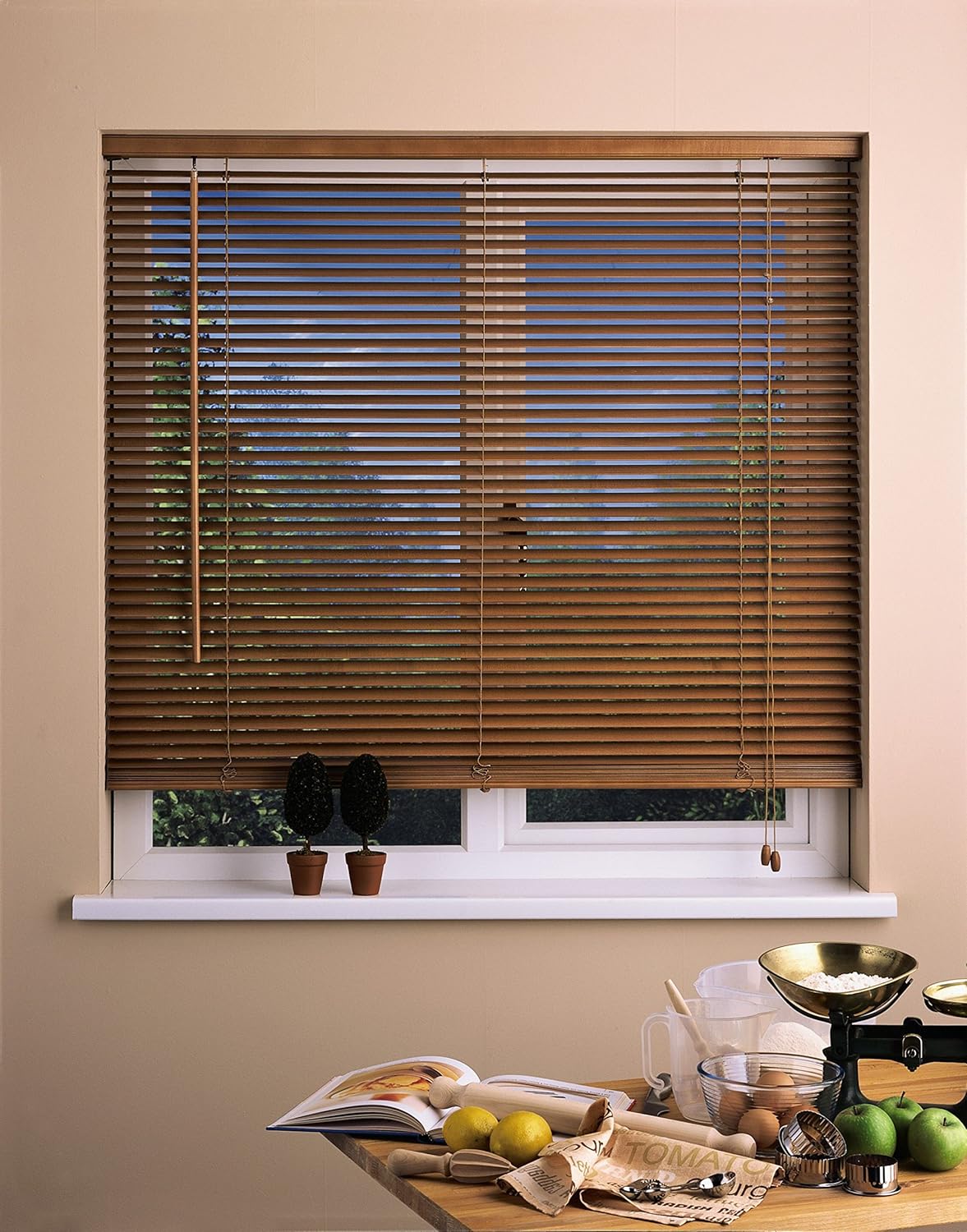 Hardwood Blind 120 cm wide x 152 cm Drop Oak, 25mm Slat, Real