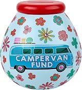 Pot Of Dreams Multicolor Hand Painted Retro Campervan Money Box