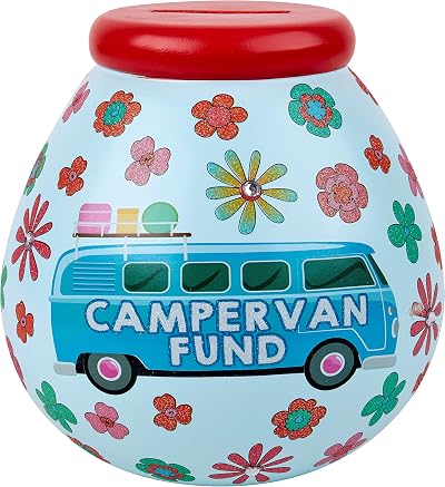 Pot Of Dreams Multicolor Hand Painted Retro Campervan Money Box