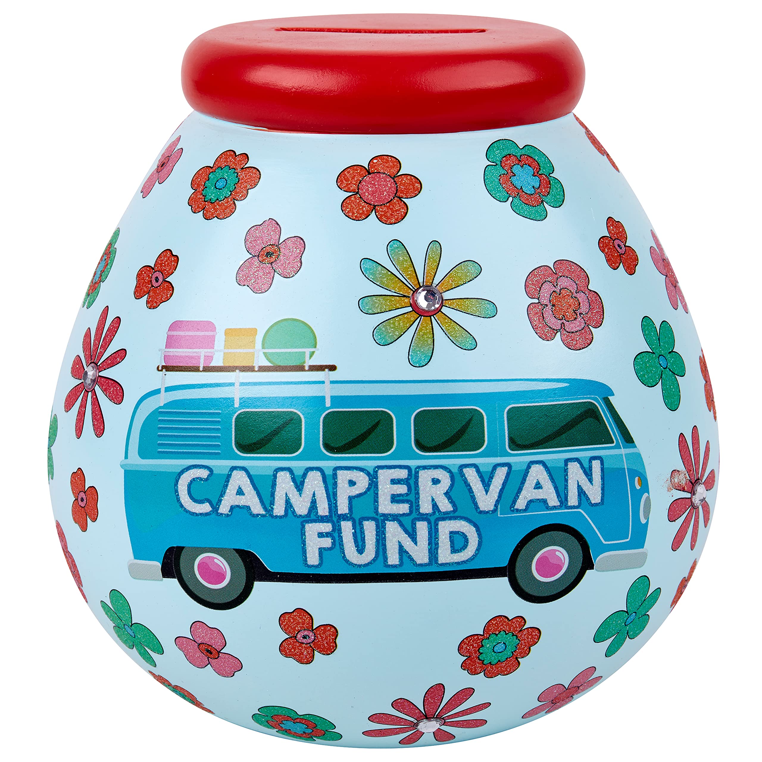 Pot of Dreams Multicolor Hand Painted Retro Campervan Fund Save & Smash Handcrafted Ceramic Money Box | Eco Freindly & Recyclable Piggy Bank | Perfect Travel Gift and Saving for holiday & Travel Van โ image 1