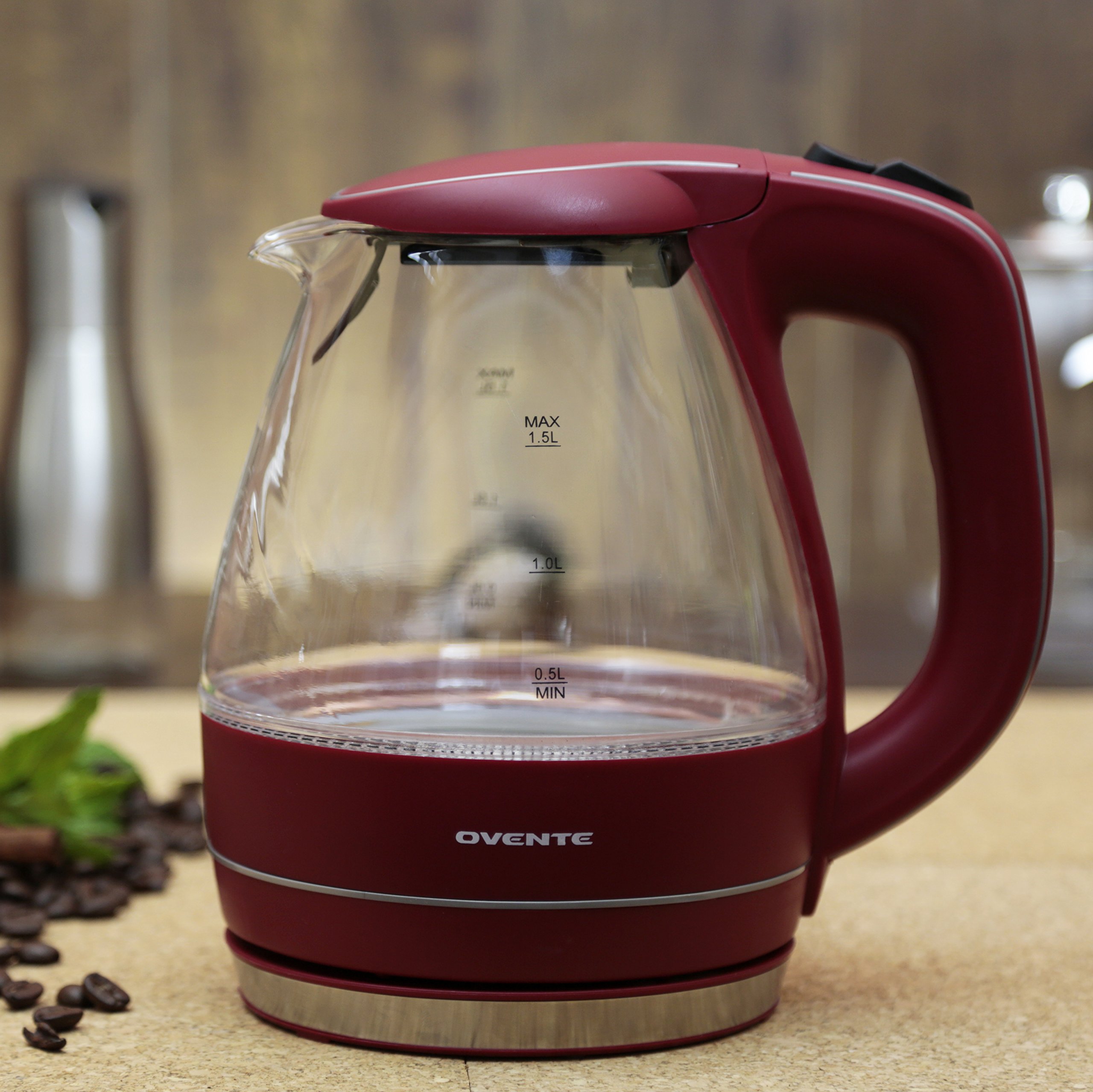Ovente Tempered Glass Tea Kettle Hot Water Cordless Electric Kettle 1