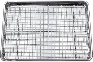 Checkered Chef Baking Sheet with Wire Rack Set - Stainless Steel Cookie Sheet and Cooling Rack - Non-stick, Easy Clean Bakeware for Cooking (Half Sheet, 1 Pack)