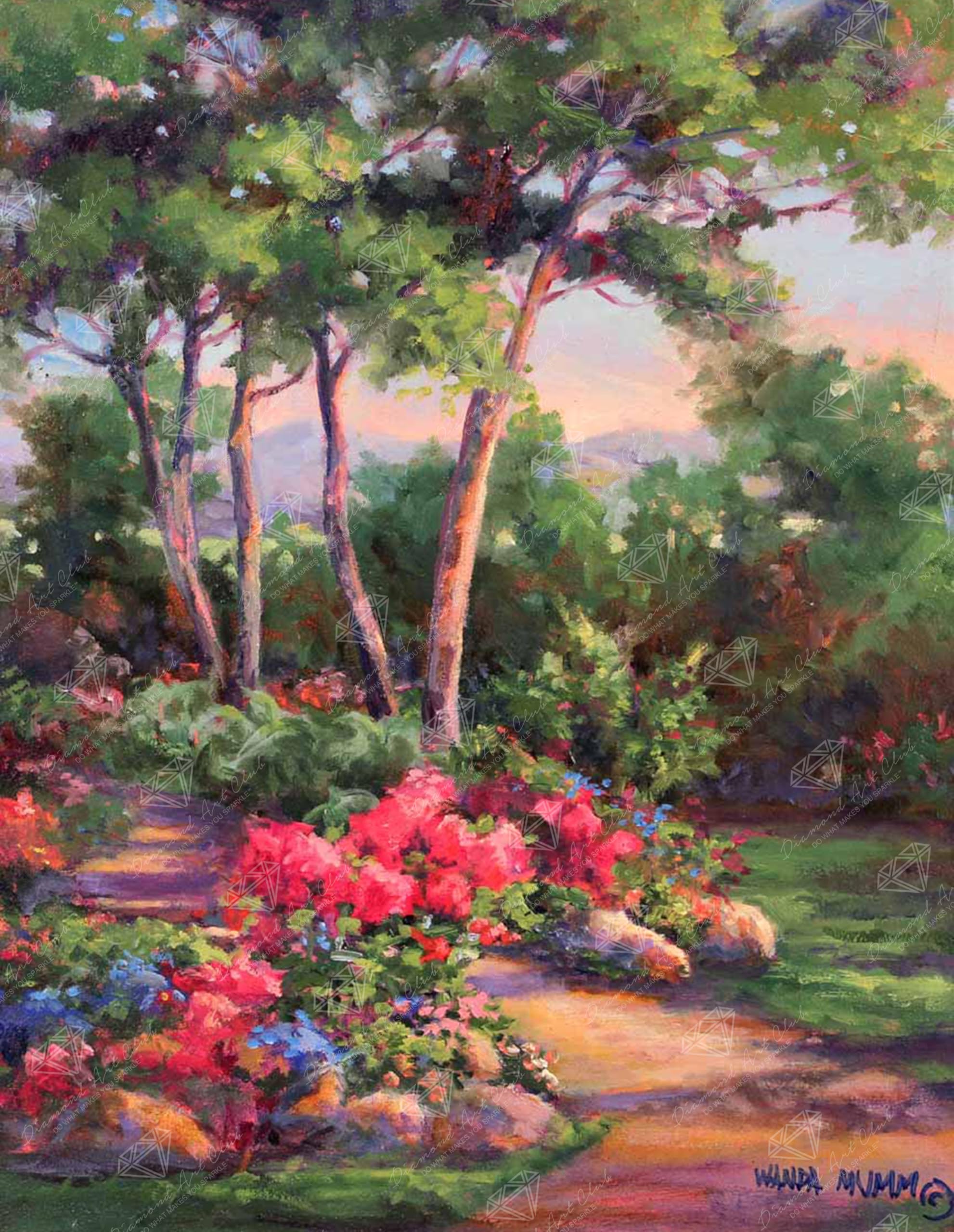 Photo 1 of DIAMOND ART CLUB Bibler Garden Path Diamond Painting Kit, Fun DIY Crafts for Adults, Round Diamond Art Canvas for Beginners, 13" x 17" (33cm x 42.7cm)