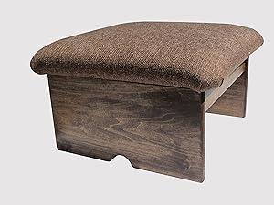 KR Ideas Padded Foot Stool, Doggie Step, Cocoa Brown, 10" Tall, Maple Stain (Made in The USA)