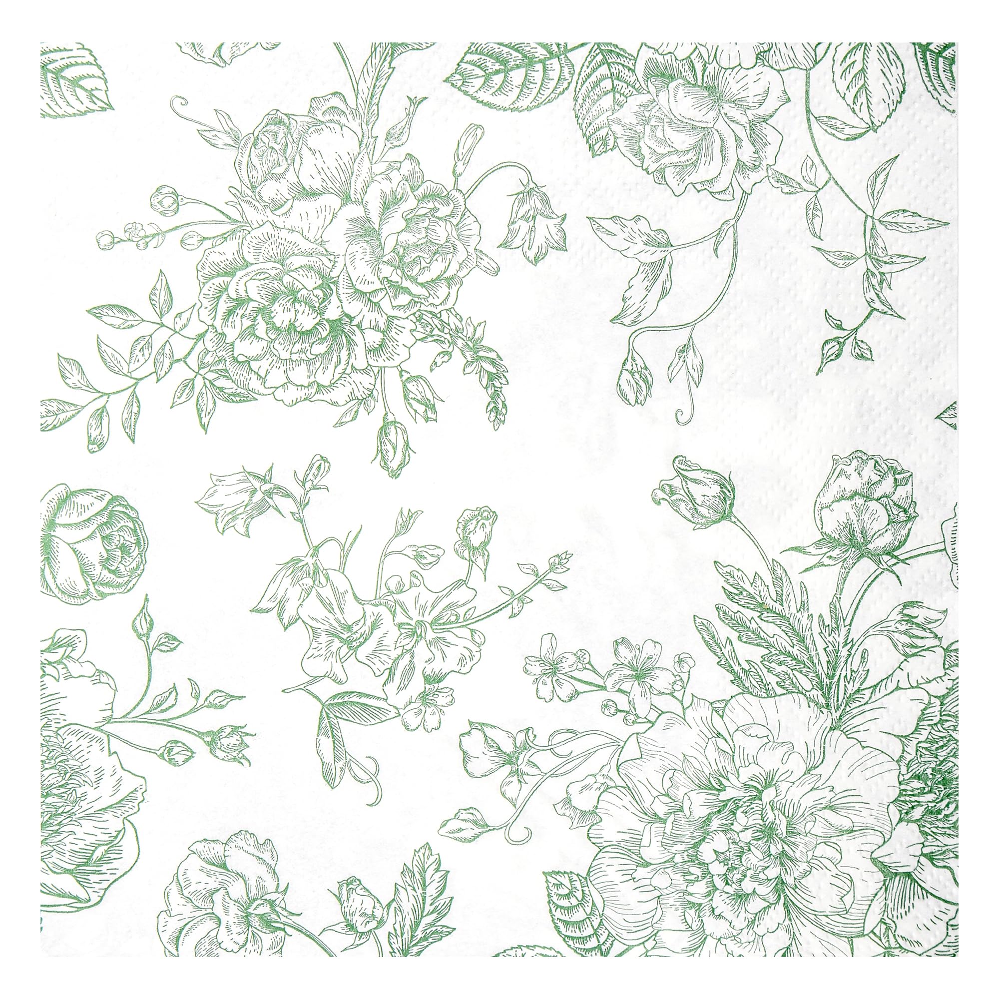 Photo 1 of 100 Floral Party Napkins Green Floral Paper Napkins Vintage Bouquet Flowers Disposable Cocktail Luncheon Napkins for Garden Tea Party Birthday Party Supplies (Sage Green)