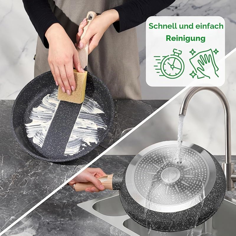 JUST PERFECTO Topf und Pfannenset Induktion - Pfannenset mit deckel - Induktions Töpfe Set - Töpfe und pfannen set ohne PTFE und PFOA - Kochtopfset induktion Aluminium mit Antihaftbeschichtung 15 pcs