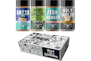 Fire & Smoke Society Mediterranean Seasoning Variety Pack | BBQ Rubs for Smoking and BBQ Seasonings for Grilling | Gifts for Dad, Men Gifts | Large Spices Set (4-Pack)