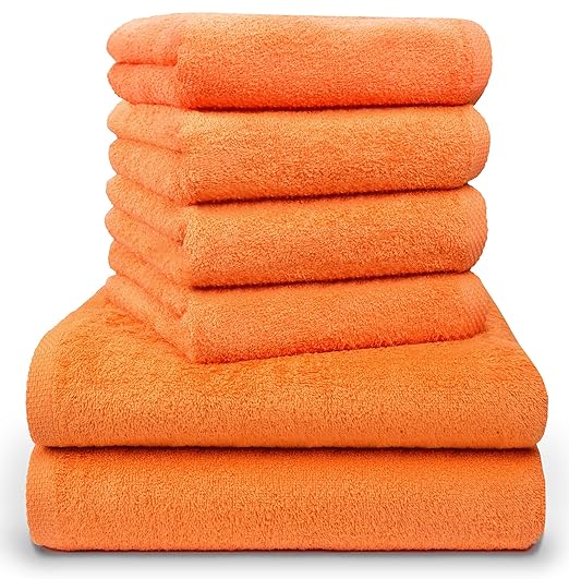 title=Set di 6 asciugamani in spugna di cotone pettinato 2 asciugamani da bagno 70x140