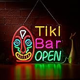 Roouneon Tiki Bar Open Neon Sign for Wall Décor with Dimmable Switch LED Neon Signs Art Decor Light