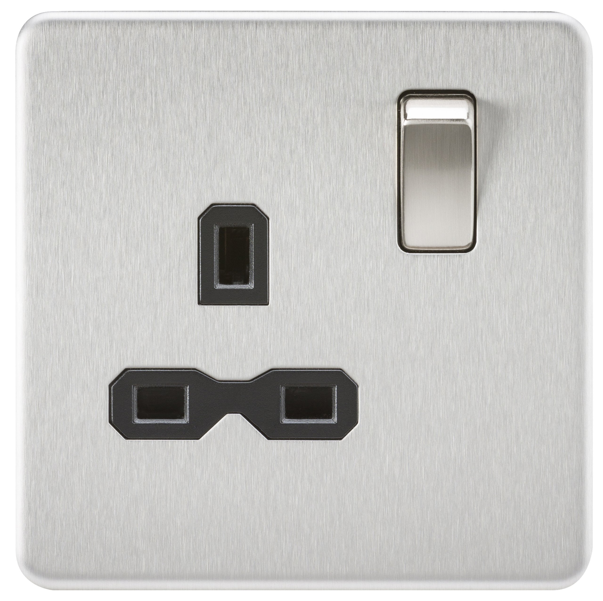 Knightsbridge SFR7000BC Screwless 13A 1G Dp Switched Socket-Brushed Chrome, Silver