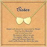 C-leen Sister Heart Necklace Gift for Women - Meaningful Sister Jewelry with Message Card, Silver & Rose Gold Heart Pendant Birthday Valentine’s Day Gift for Her