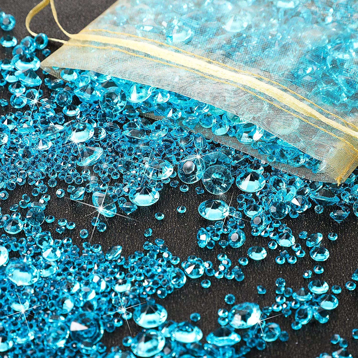 FENGCHUANG 4000 Pcs Sky Blue Fake Crushed Ice Stoness, Acrylic Diamond Gems Fake Diamond Crystal Gems for Vase Filling Table Decoration Wedding Display DIY Arts Crafts (3 Sizes)