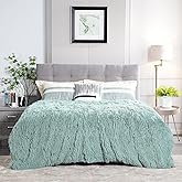 JONIYEAR Extra Large Decorative Fluffy Faux Fur Blanket Full Size 71" x 80",Soft Luxury Lightweight Furry Blankets,Accent Cozy Shaggy Plush Fuzzy Blankets for Bed Couch,Thick Warm Winter Blanket, Aqua