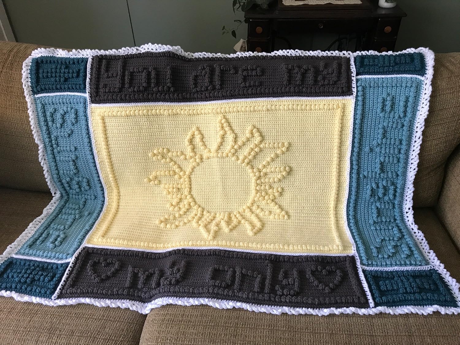 Amazon.com: You Are My Sunshine crochet baby blanket in ...