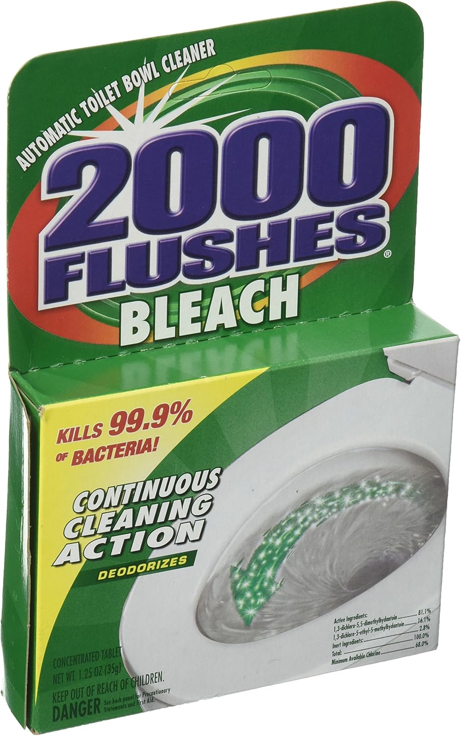 2000 Flushes Bleach Automatic Toilet Bowl Cleaner, 1.25 OZ: Industrial & Scientific
