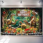 Art_Angels Dinosaur Birthday Backdrop 7 x 5 ft Dino Party Decorations Tropical Rainforest Jungle Forest Background Kids Baby Shower Happy Birthday Banner Indoor Outdoor Wall Home Decor