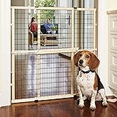 MYPET North States Extra Tall & Wide Wire Mesh Dog Gate: 29.5-48" Wide, 37" Tall, Natural Finish, Made in USA