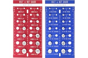 Zhitaoxun 28 Nut and Bolt Thread Checker,Bolt Size and Thread Gauge,Thread Gauge Standard and Metric,Bolt Measuring Tool,Thread Checker Board,14 Metric 14 Standard Sizes(Blue&Red)