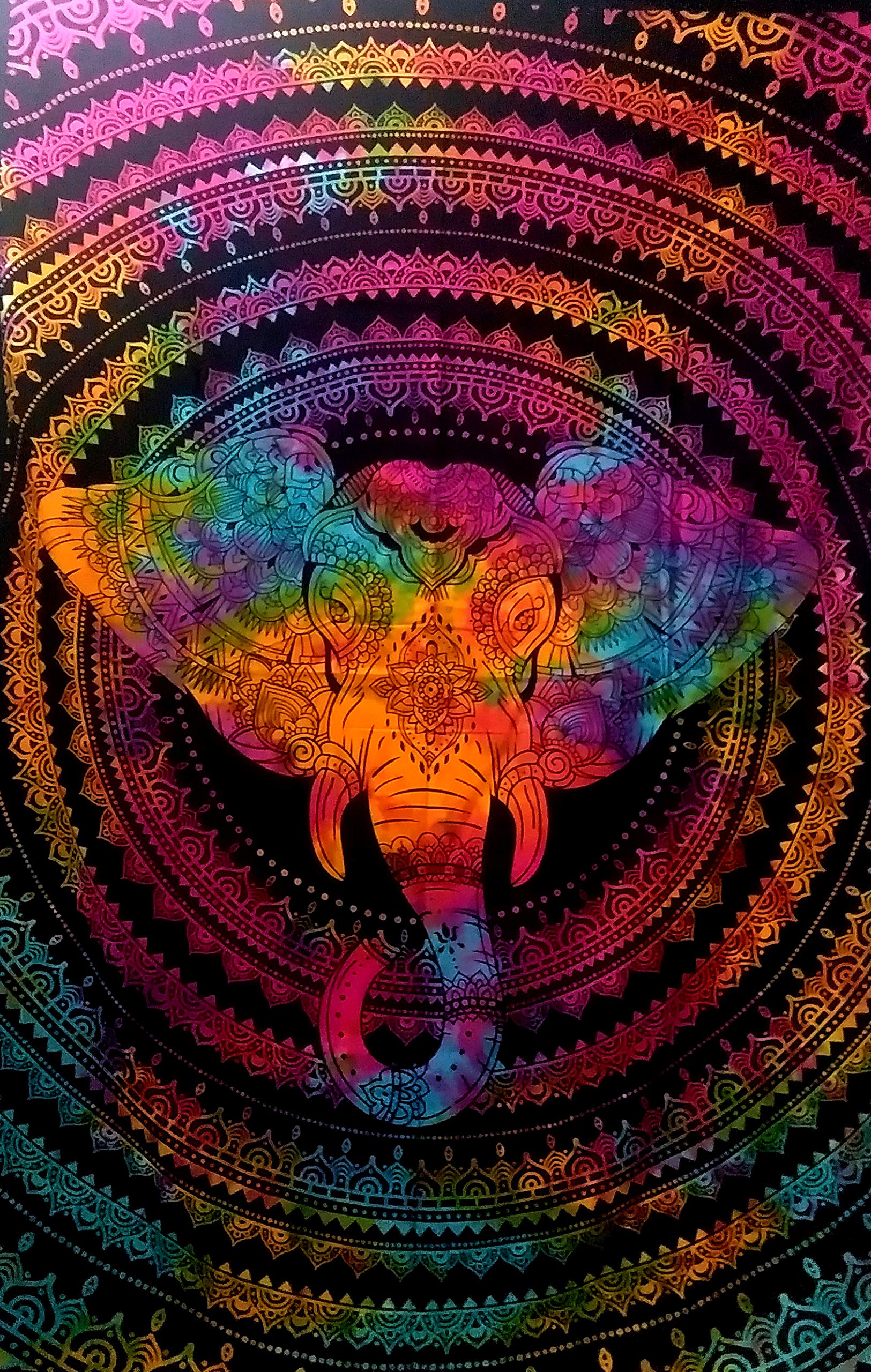 Purpledip Cotton Bed Cover Wall Poster Beach Throw 'Colors Of The Jungle': Bohemian Hanging Tapestry (20044)