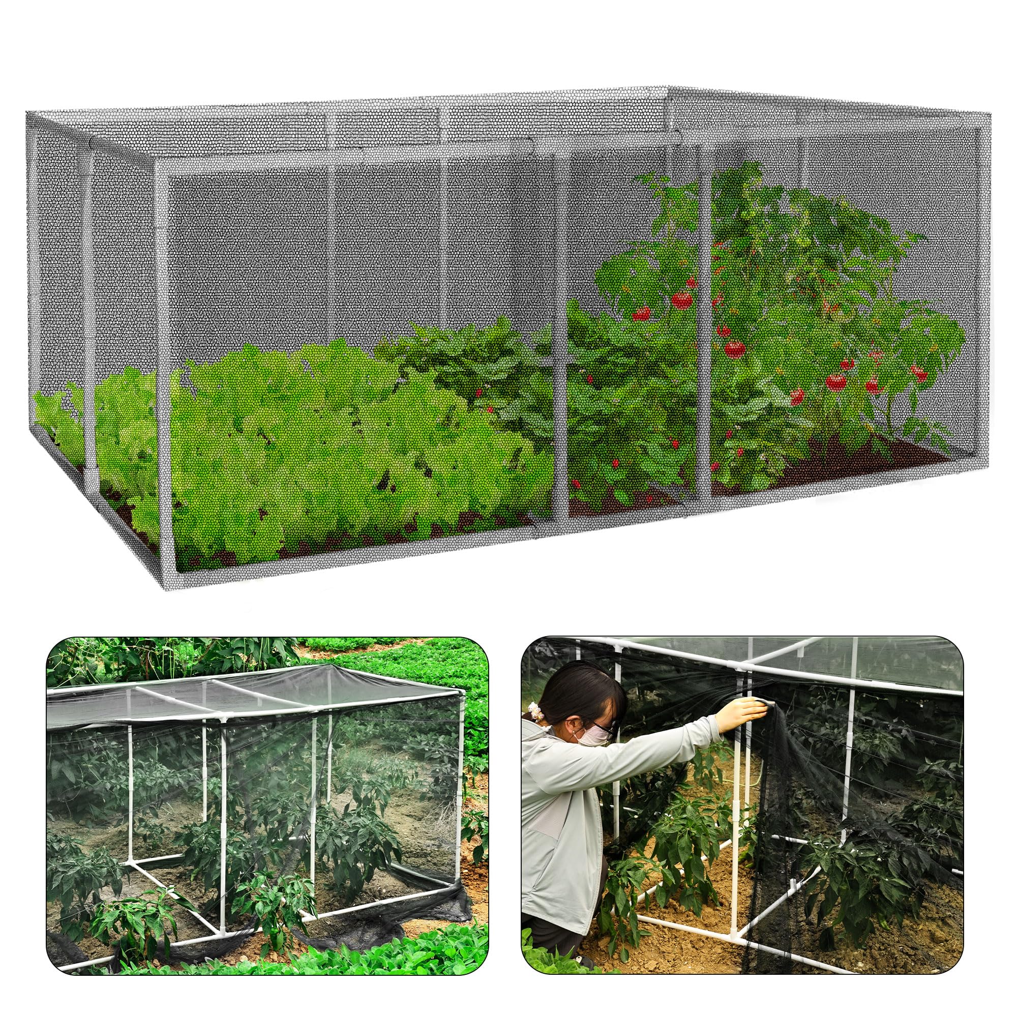 Photo 1 of warmfarm 72 * 33 * 30 in Detachable Crop Cages for Garden, Plant Protection Tent with Garden Netting for Vegetables Fruits Flowers,Mesh Plant Covers for Outdoors (Black)