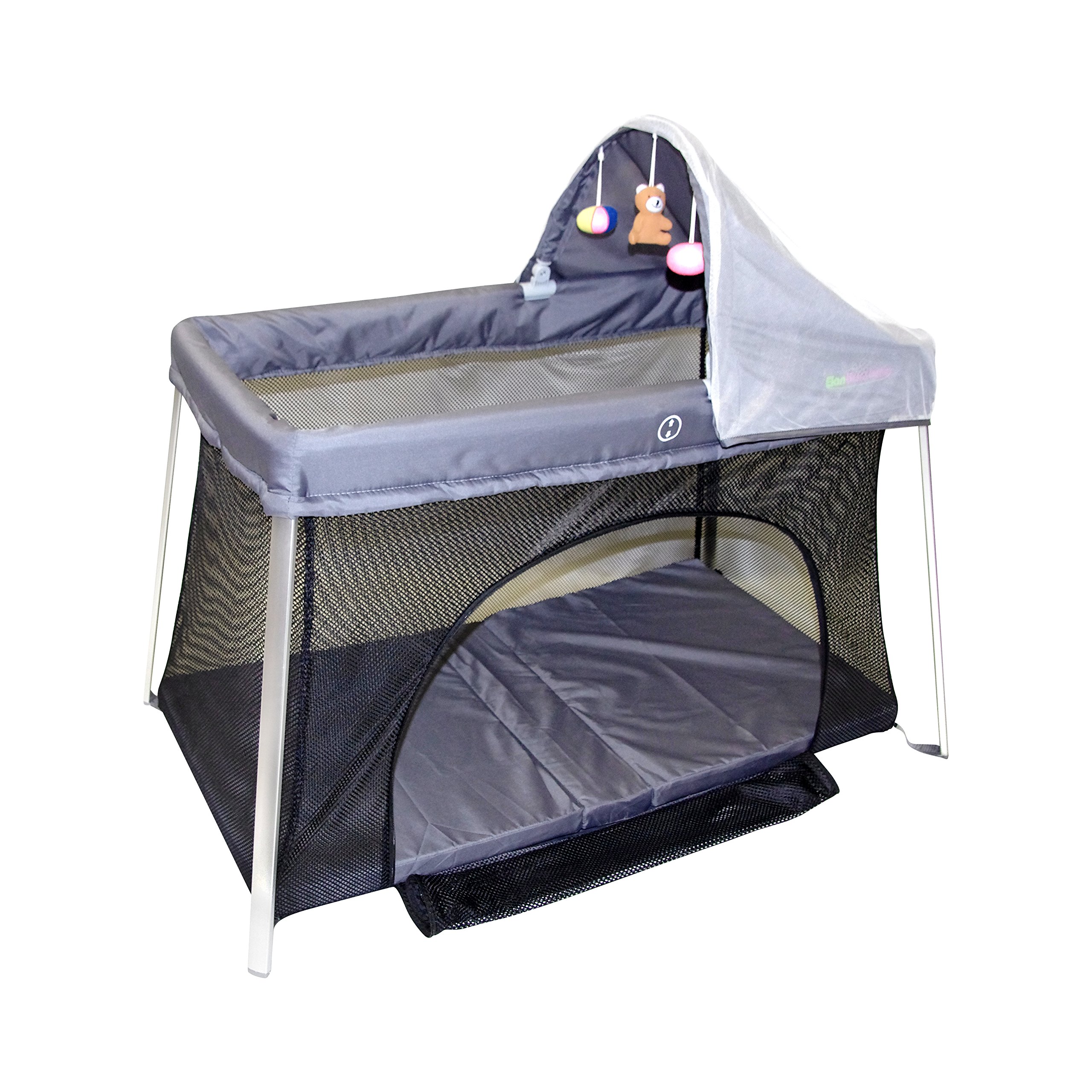 Portable Crib Front And Top Baby Access With Sun Shade And Bug Canopy