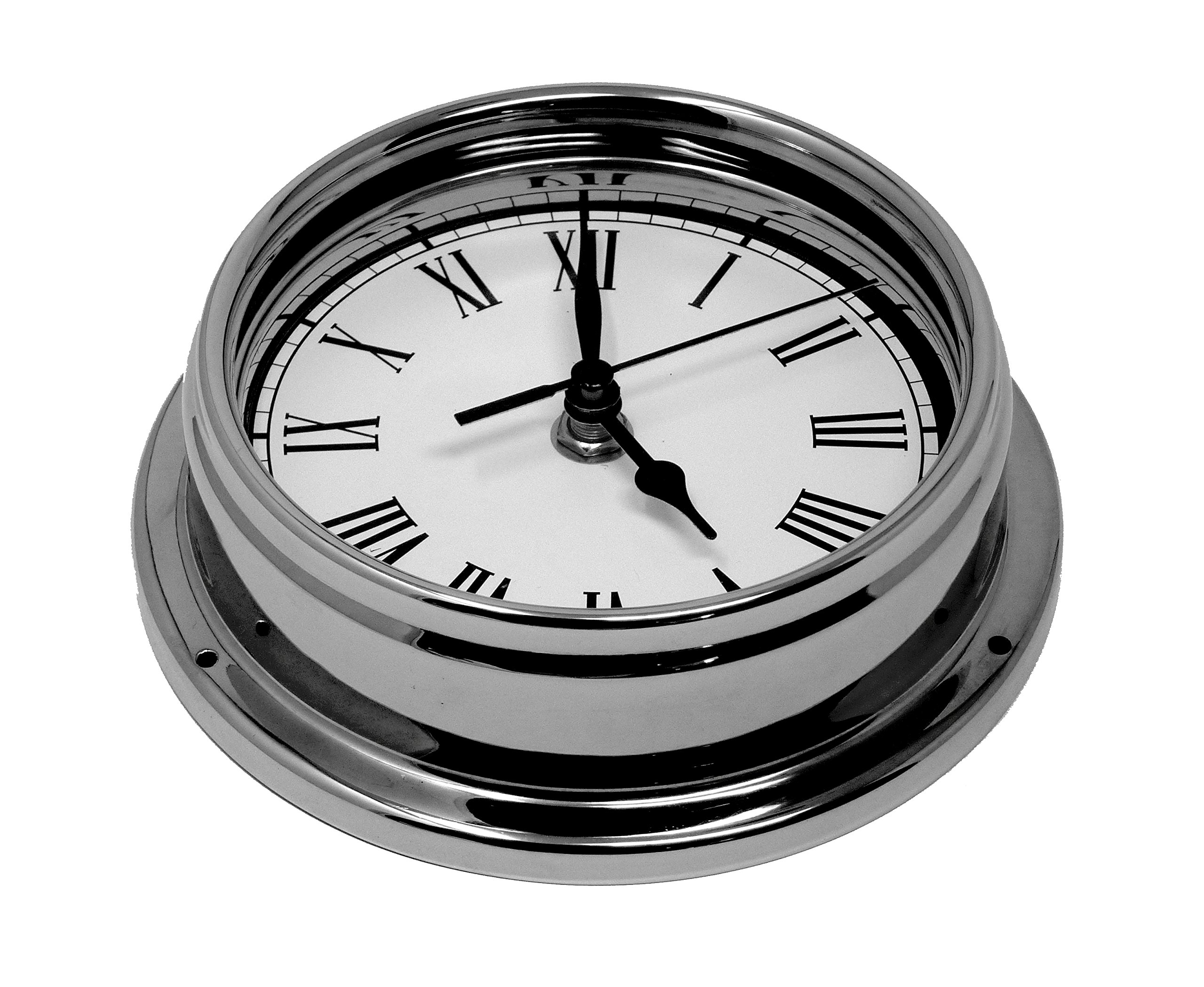 Tabic Roman Numeral Clock, Chrome Plated Brass Roman Clock, Heavy Brass And Electroplated with Chromium (1/2kg), Classic Nautical clock, Gift, Tidal Fishing Coastal Clock, Handmade in England