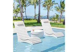 Homenjoy HDPS Pool Lounge Chairs Set of 2, Use in Pools Lounge Chairs up to 10-Inches of Water, Chaise Chairs with Headrest, Lounge Chair Outdoor, Fade-Resistant Pool Lounger for Deck