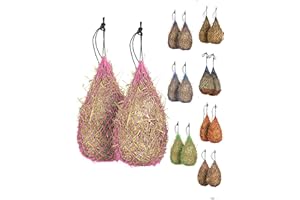 Majestic Ally 2 pcs Slow Feed 42” Hay Net for Horses, Strong Small 2x2” Holes, Nylon Rope Hanging, Adjustable Travel Feeder for Trailer and Stall, Simulates Grazing, Reduce Waste