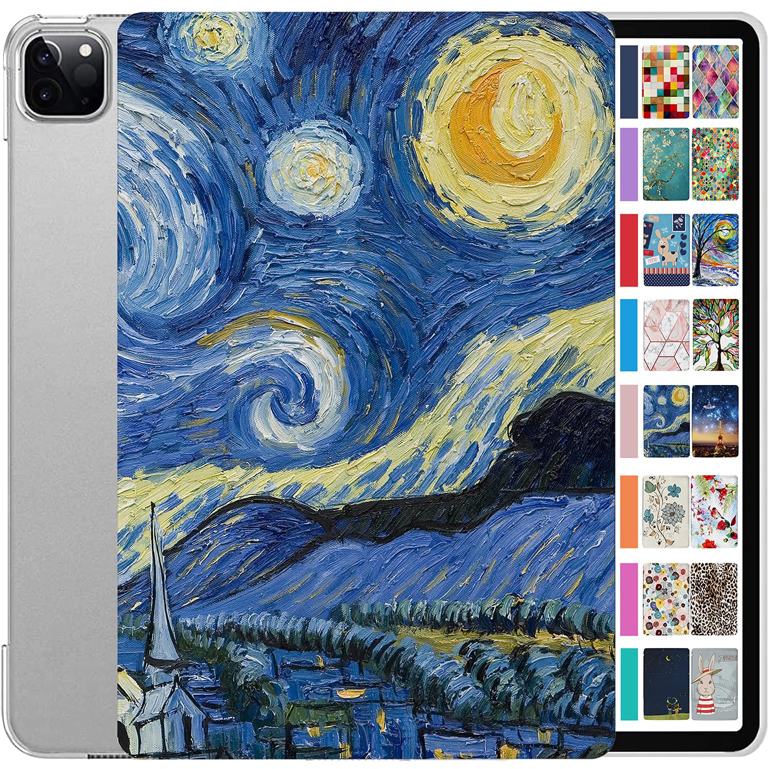 DuraSafe Cases for iPad 2020 PRO 12.9 Inch 4 2021 5 2022 6 Gen [ 4th 5th 6th Gen ] A2436 A2764 A2437 A2766 A2378 A2461 A2379 A2462 A2229 Printed Slim Hard Shell Protective Stand Cover - Starry Night